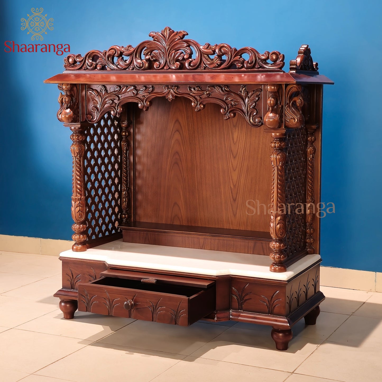 33 Inches Medium Size Teakwood Mandir – Compact Elegance for Divine Corners