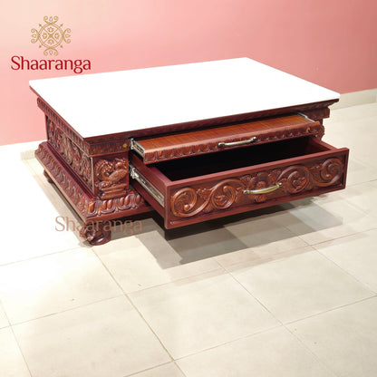 66 Inches Teak wood Pooja Mandir - Southern Temple Style