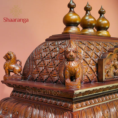 66 Inches Teak wood Pooja Mandir - Southern Temple Style