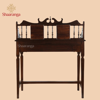 Ojasa Study Table in Teakwood with Walnut Finish (41x36x18)