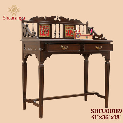 Ojasa Study Table in Teakwood with Walnut Finish (41x36x18)
