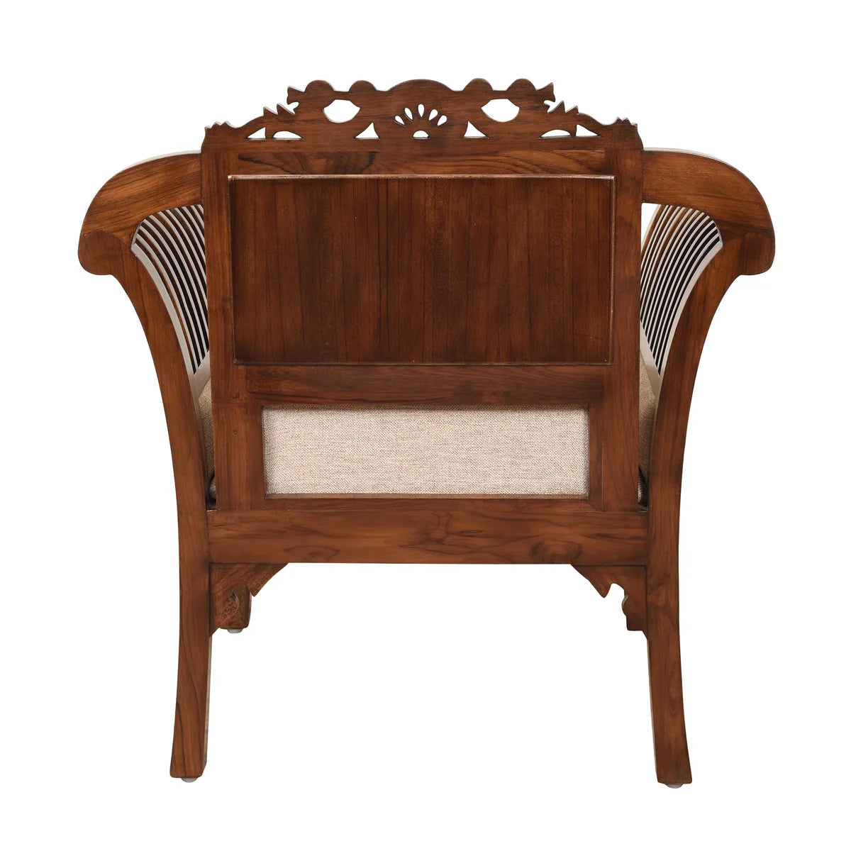 Alpha-I Single Seater Sofa with Cushioned Seat and Designer Back Rest in Walnut Colour (34x22x35)