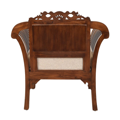 Alpha-I Single Seater Sofa with Cushioned Seat and Designer Back Rest in Walnut Colour (34x22x35)