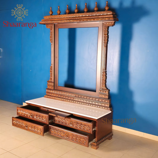 80 Inch Customized Open Teakwood Mandir – A Grand Villa-Scale Creation by Shaaranga