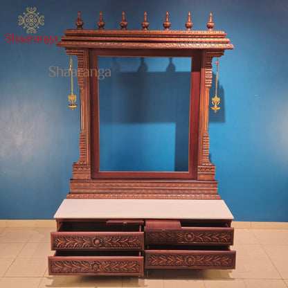 80 Inch Customized Open Teakwood Mandir – A Grand Villa-Scale Creation by Shaaranga