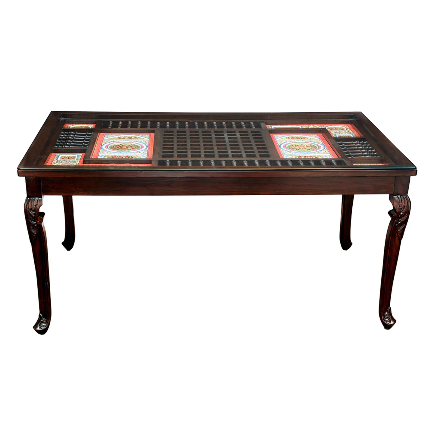 Recto 6 Seater Dining Table in Teakwood with Walnut Finish (66x42x30)