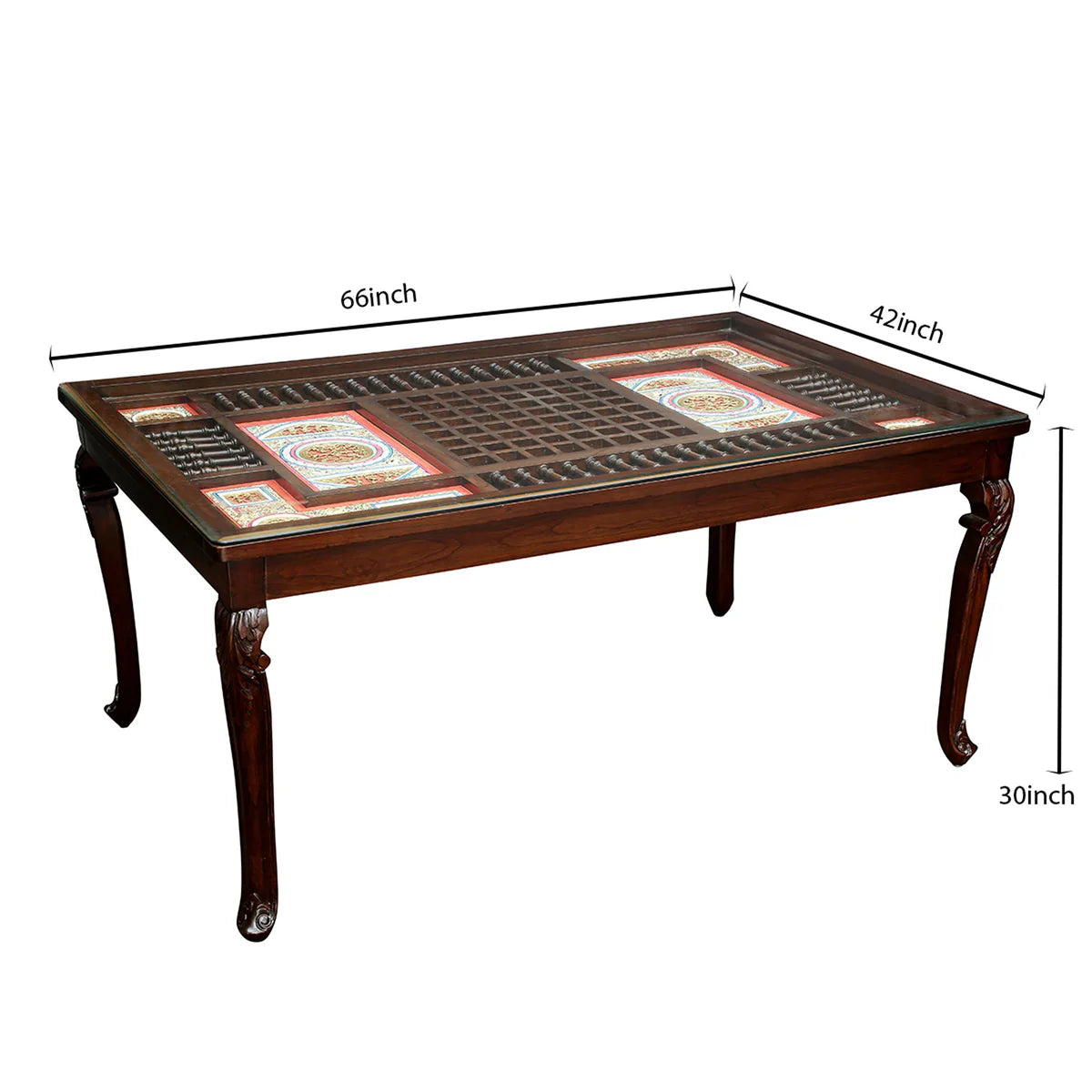 Recto 6 Seater Dining Table in Teakwood with Walnut Finish (66x42x30)