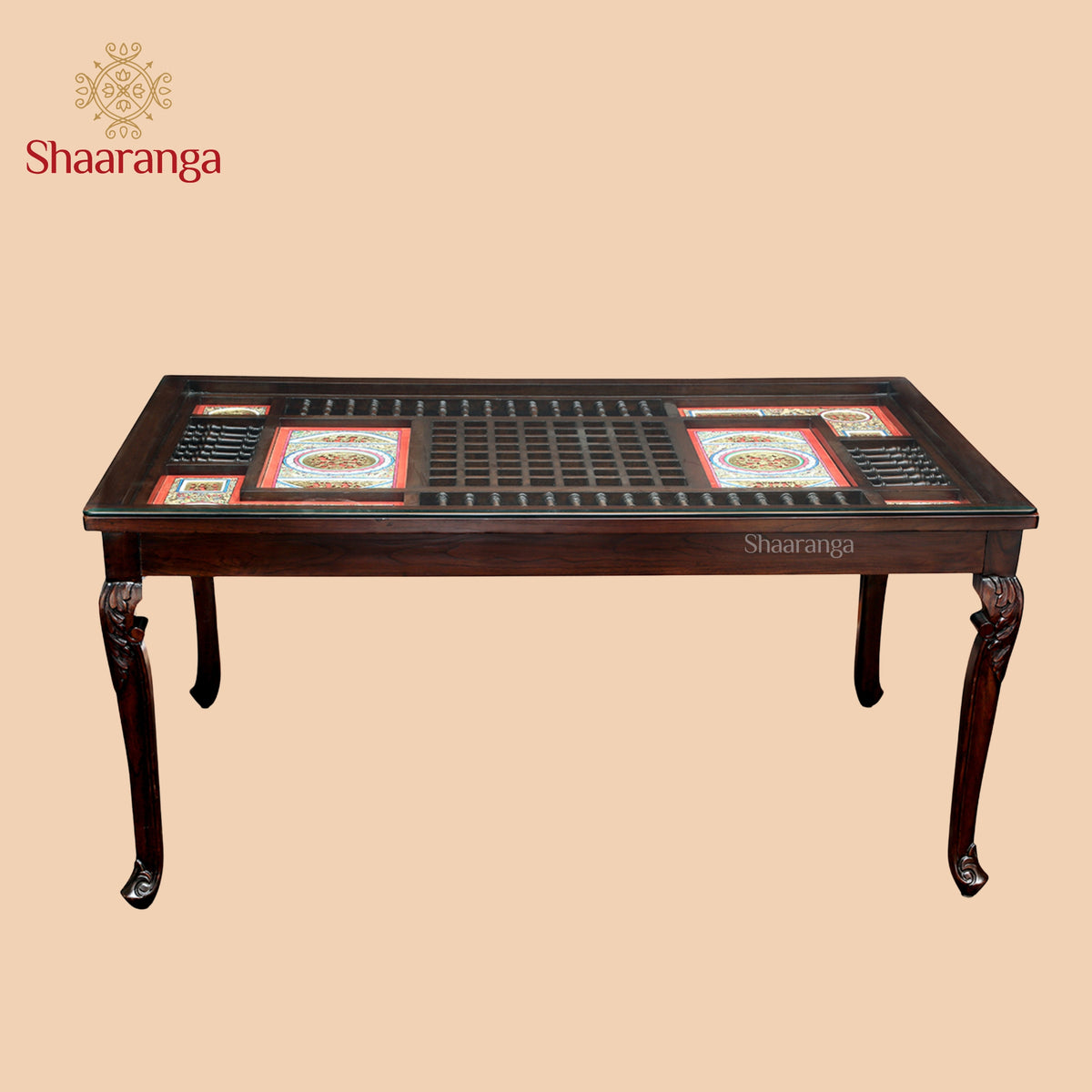 Recto 6 Seater Dining Table in Teakwood with Walnut Finish (30x66x42)