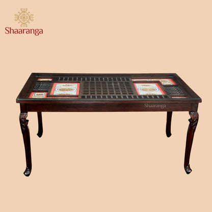 Recto 6 Seater Dining Table in Teakwood with Walnut Finish (30x66x42)