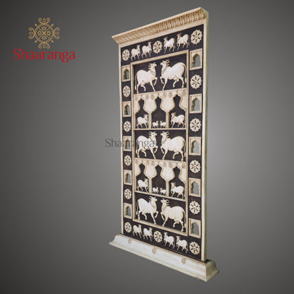 76 Inches Marble Cow Panel - ideal for modern, heritage, and luxury spaces