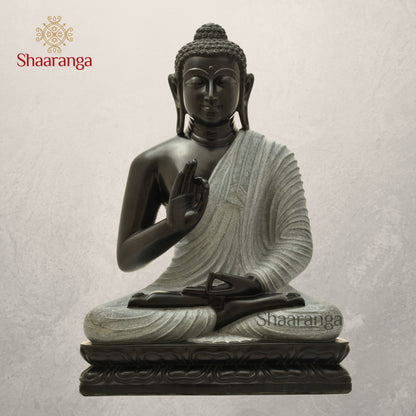 26 Inches Black Marble Buddha