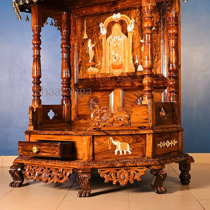 67 Inches Rosewood Mandir – Traditional South Indian Style Home Temple