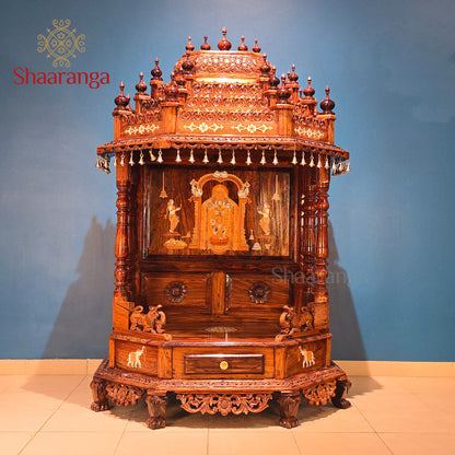 67 Inches Rosewood Mandir – Traditional South Indian Style Home Temple