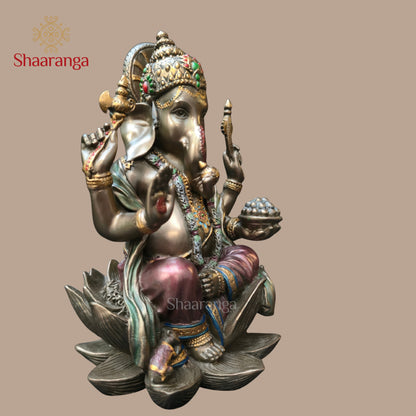 7 Inches Fiber Ganesha on Lotus base