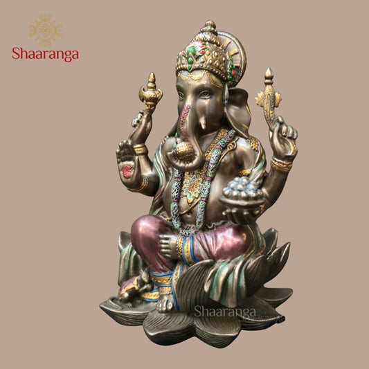 7 Inches Fiber Ganesha on Lotus base
