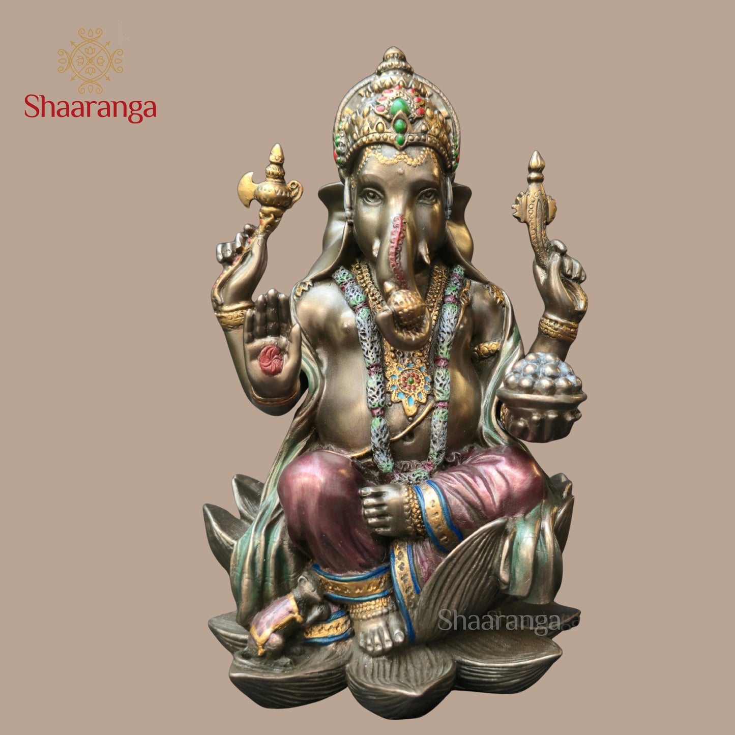 7 Inches Fiber Ganesha on Lotus base
