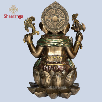 17.5 Inches Polyresin Ganesh Lotus