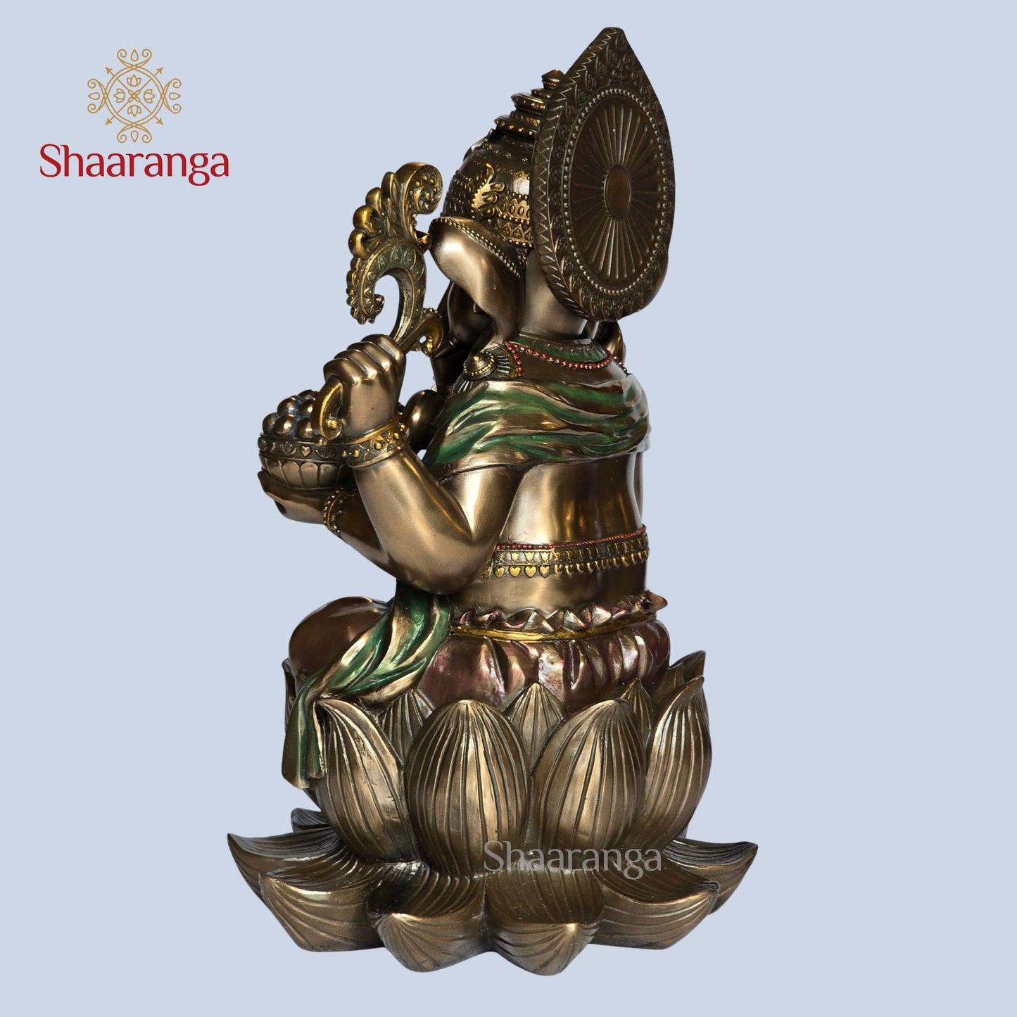 17.5 Inches Polyresin Ganesh Lotus