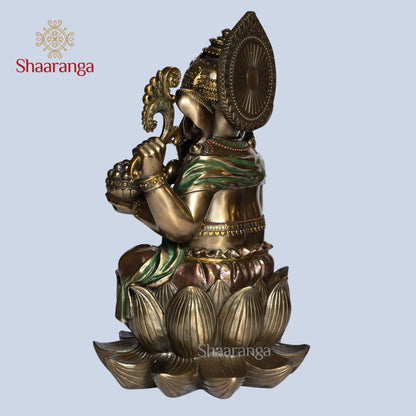 17.5 Inches Polyresin Ganesh Lotus