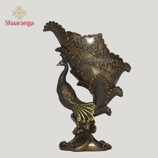 12 Inches Polyresin Peacock Flower Vase