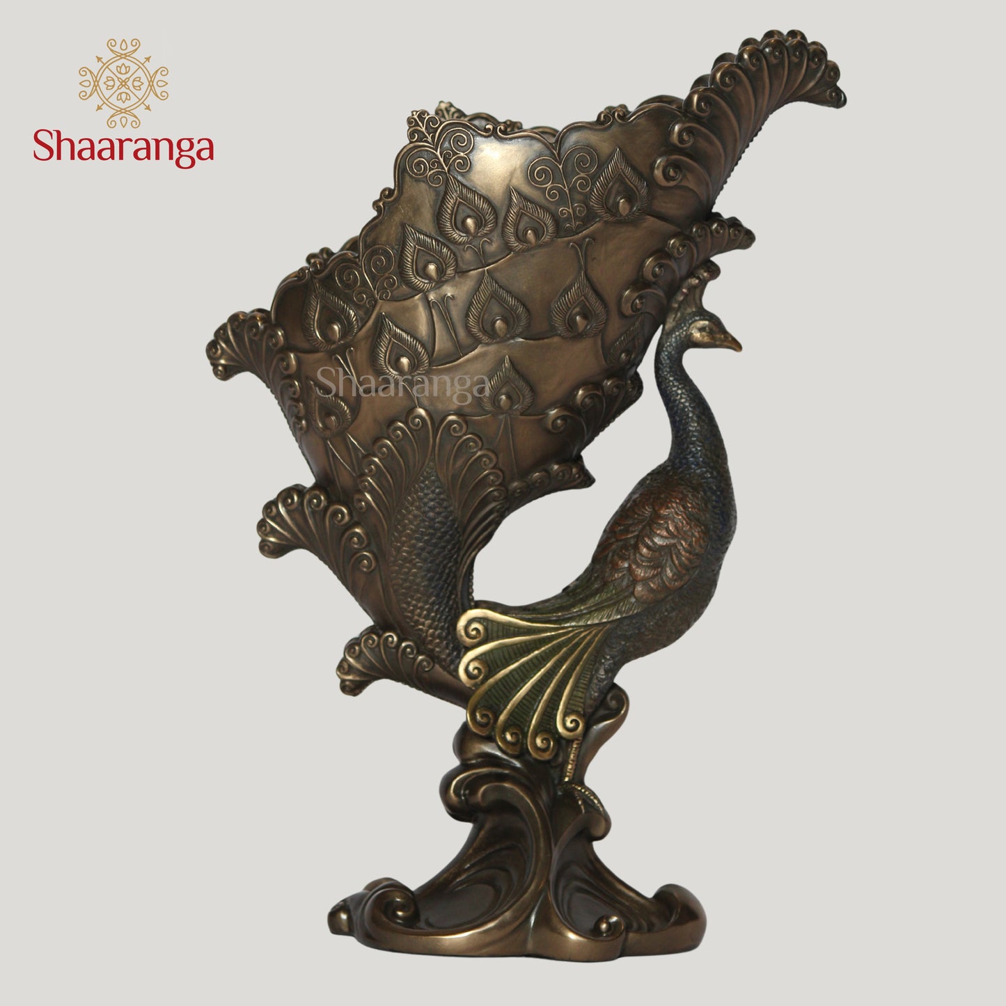 12 Inches Polyresin Peacock Flower Vase