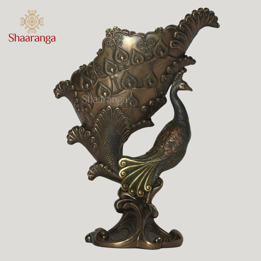 12 Inches Polyresin Peacock Flower Vase