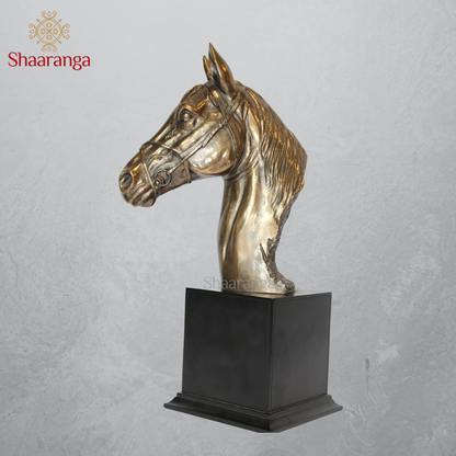 17 Inches Polyresin  Horse Bust Saddled