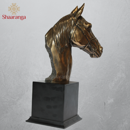 17 Inches Polyresin  Horse Bust Saddled