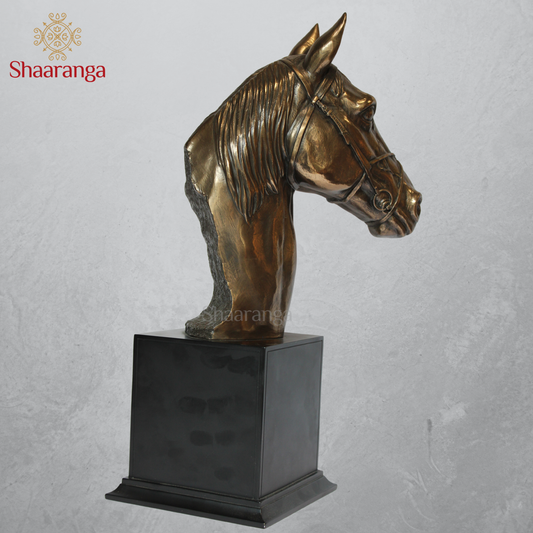 17 Inches Polyresin  Horse Bust Saddled