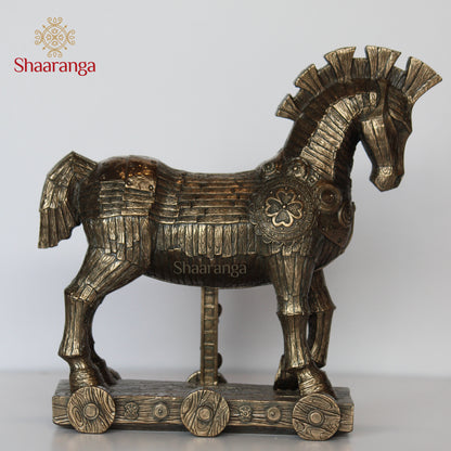 10 Inches Polyresin Trojan Horse Sculpture - Premium Home Decor