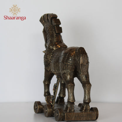 10 Inches Polyresin Trojan Horse Sculpture - Premium Home Decor