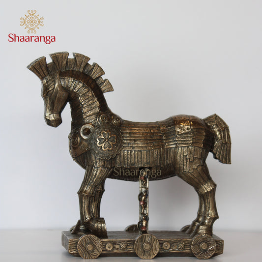 10 Inches Polyresin Trojan Horse Sculpture - Premium Home Decor