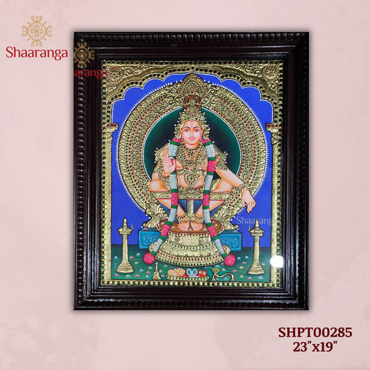 21x19 Inches Sri Ayyappa Swamy Tanjore Painting with 22K Gold Work