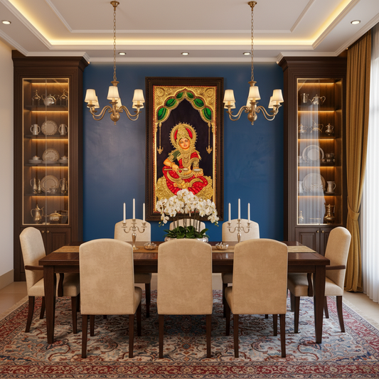 35x20 Inches Annapoorna Devi Tanjore Painting with 22K Gold Work