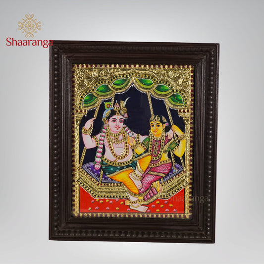 18x15 Inches Radha Krishna Tanjore Painting with 22K Gold work.