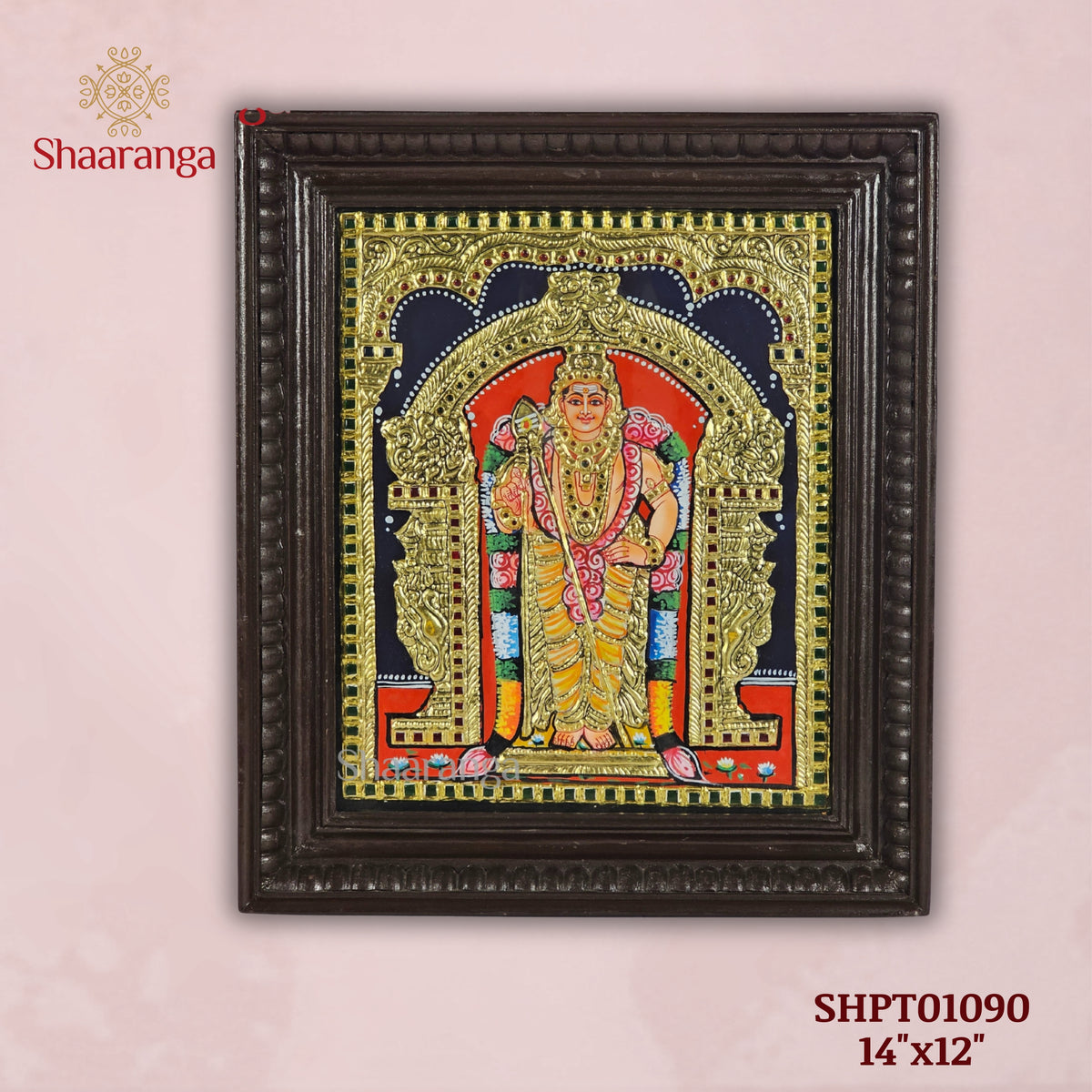 14x12 Inches Subrahmanya Swamy Tanjore Painting with 22K Gold  Work