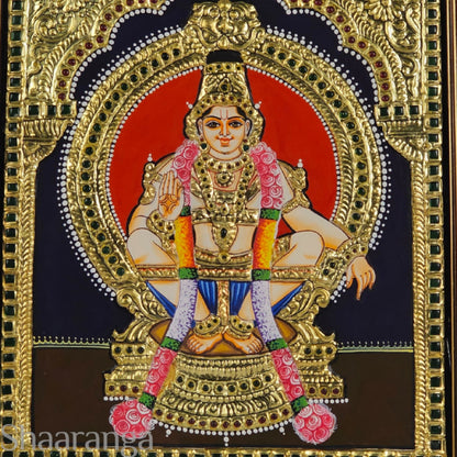 14x12 Inches  Ayyappa Swamy Tanjore Painting with 22K gold work