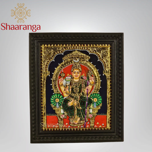 14x12 Inches Lalitha Devi Tanjore Painting with 22K Gold Work