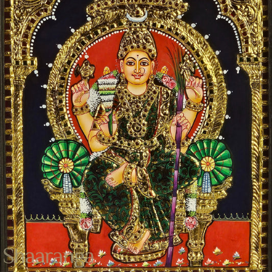 14x12 Inches Lalitha Devi Tanjore Painting with 22K Gold Work