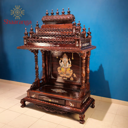 59 Inches Rosewood Mandir – Traditional South Indian Style Home Temple