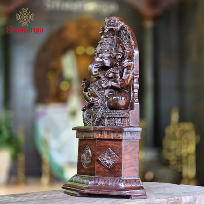 25 Inches Rose Wood Ganesha With Base