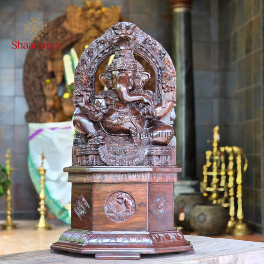 25 Inches Rose Wood Ganesha With Base