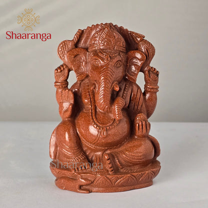 5.5 Inches Semi Precious Stone Ganesha Sitting