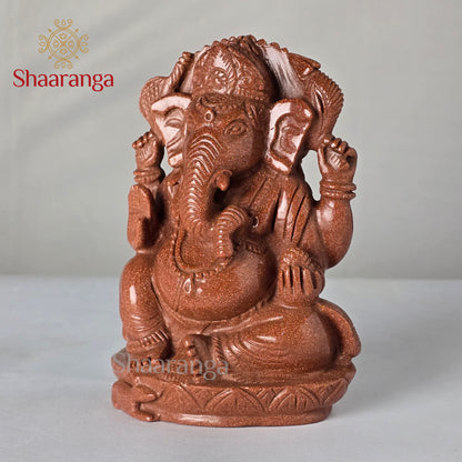 5.5 Inches Semi Precious Stone Ganesha Sitting