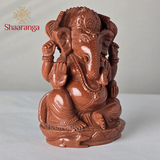 5.5 Inches Semi Precious Stone Ganesha Sitting