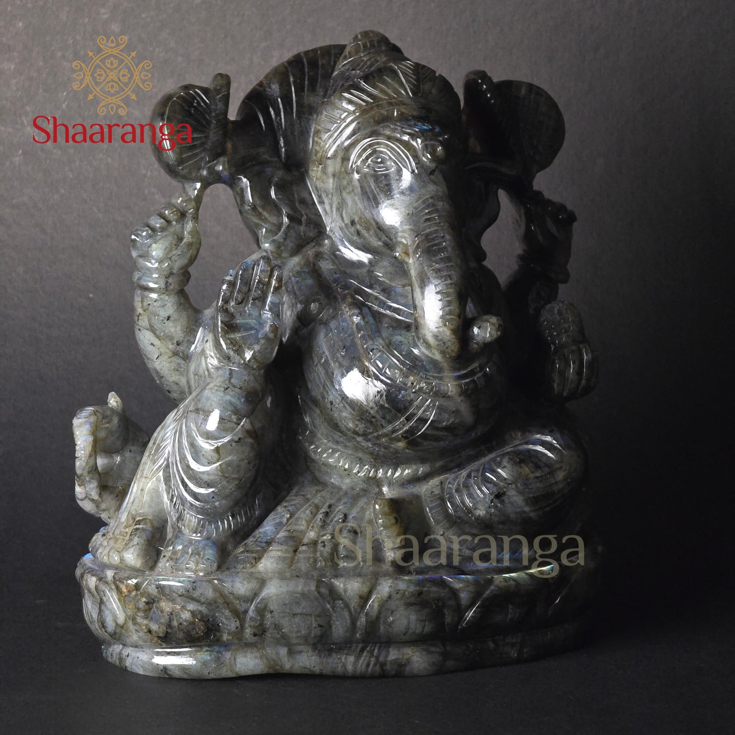 8 Inches labradorite Stone Ganesha