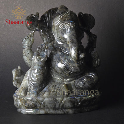 8 Inches labradorite Stone Ganesha