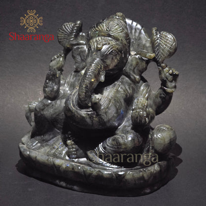 8 Inches labradorite Stone Ganesha