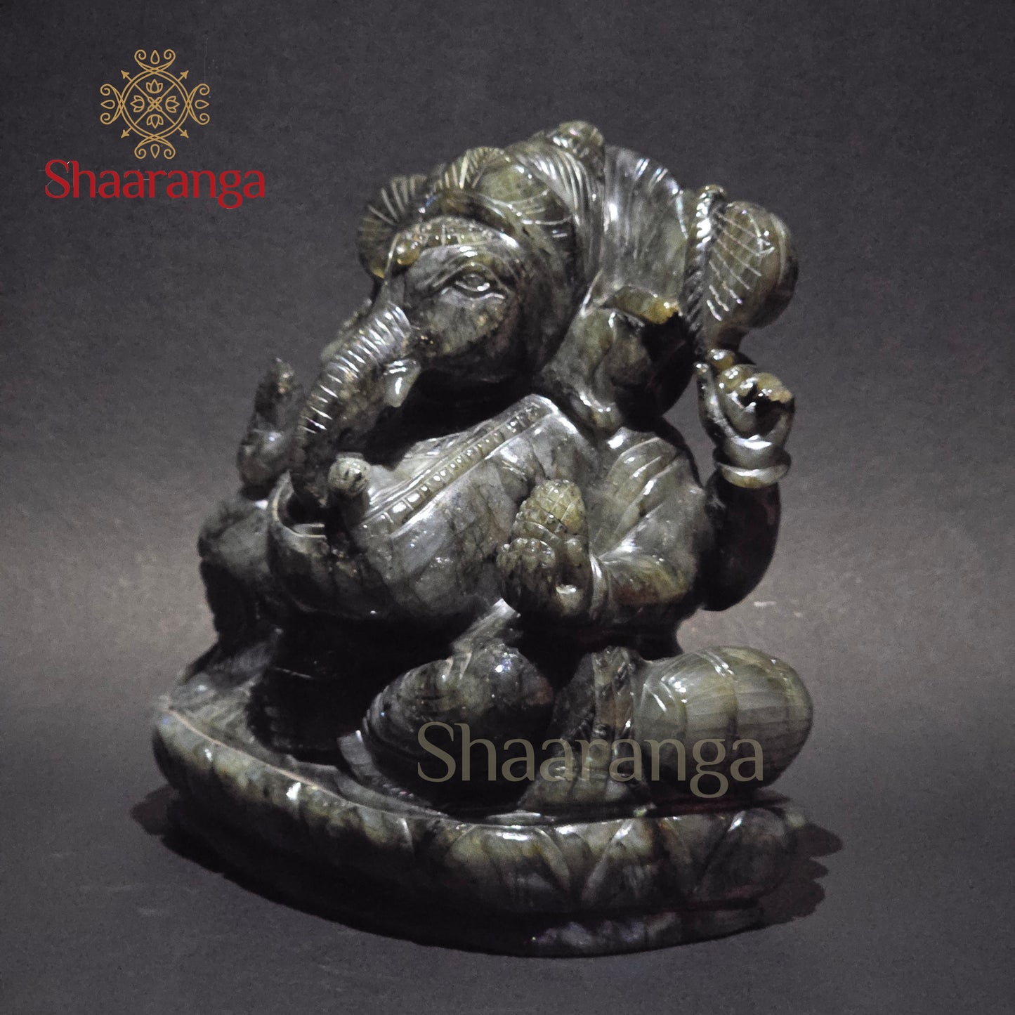 8 Inches labradorite Stone Ganesha