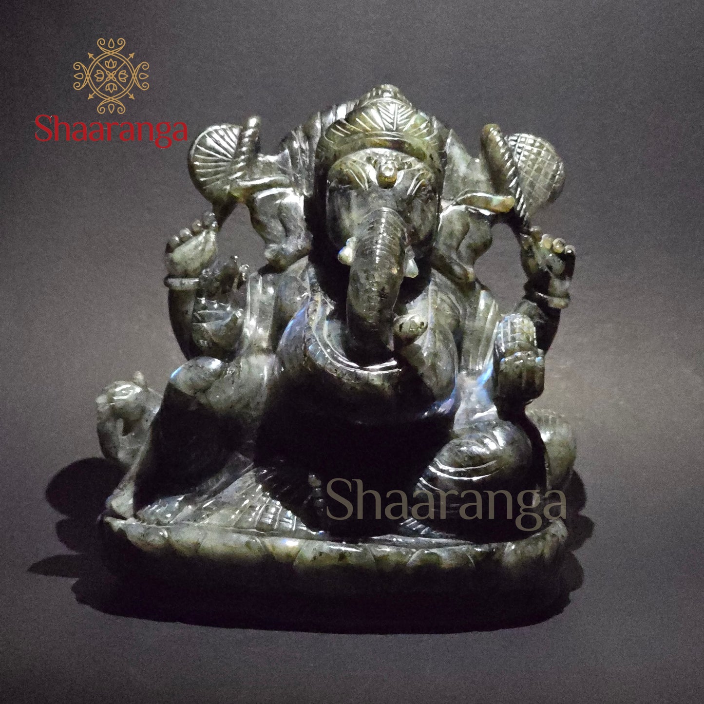 8 Inches labradorite Stone Ganesha